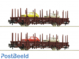 DB Wagon Set: 2 Stake Wagons with Cars