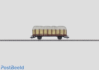 DB Stake car with a load of Straw and a Loading Gauge
