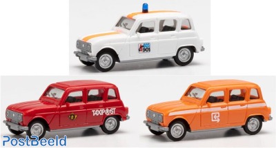 Renault R4 Taxipost / RTT / Police (Belgium)  Set of 3