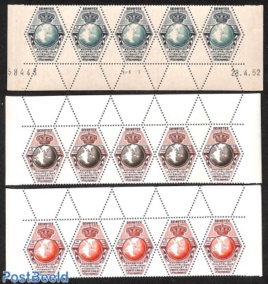 5x 3 promotional seals REINATEX 1952
