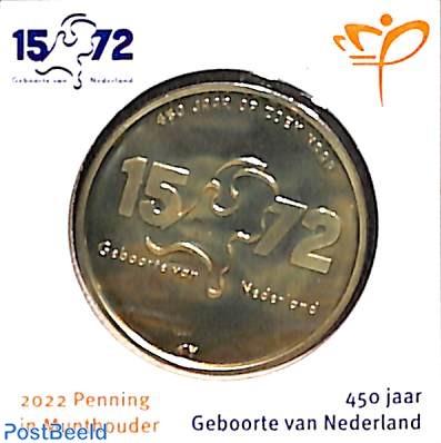 450 jaar geboorte van Nederland, Penning in munthouder, Kon.Ned. Munt