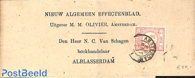 folding cover from Amsterdam to Alblasserdam via Dordrecht (see postmark).  Drukwerkzegen cijfer 1/2