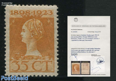 Silver Jubilee 35c, perf. 11. Very rare stamp with NVPH certificate, very light tiny folding in left