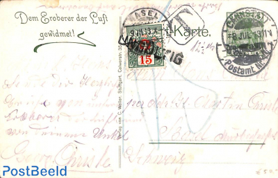 Illustrated postcard from CANNSTATT to Basel, with Swiss postage due UNGULTIG (extra stamp on front)