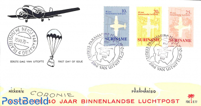 Inland airmail 3v, FDC without address, Palm